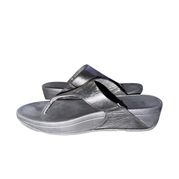 ▶️ Fitflop ◀️ Solid Black Thong Sandals Size 8 - Picture 2 of 14